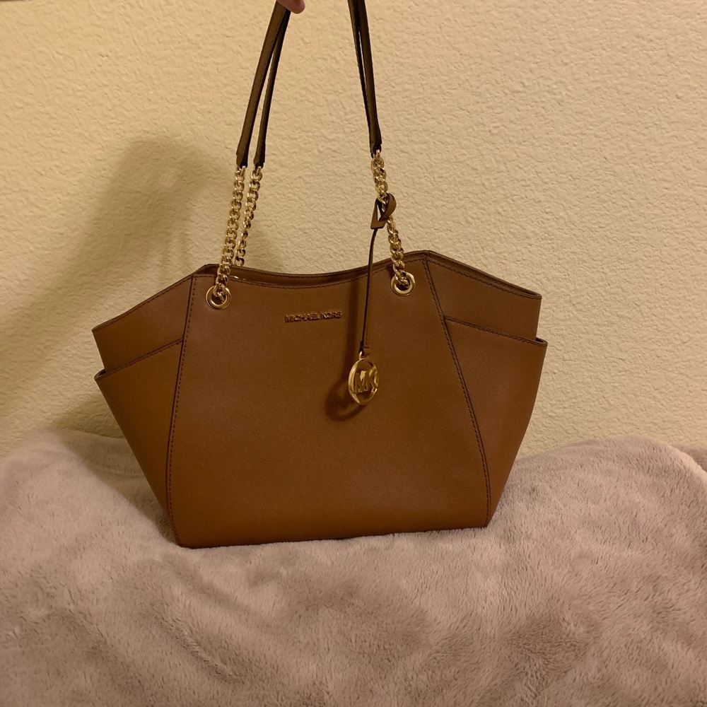 Michael Kors jet set large chain tote brown bag